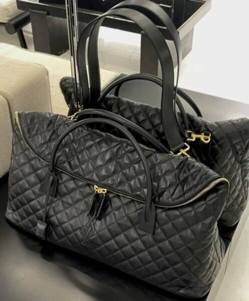 Saint Laurent Es Giant Travel Bag In Quilted Leather Black 3