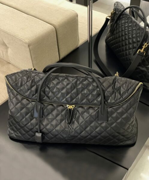 Saint Laurent Es Giant Travel Bag In Quilted Leather Black 4