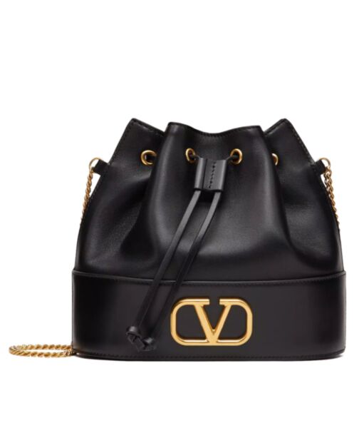 Valentino Mini Bucket Bag In Nappa With Vlogo Signature Chain 