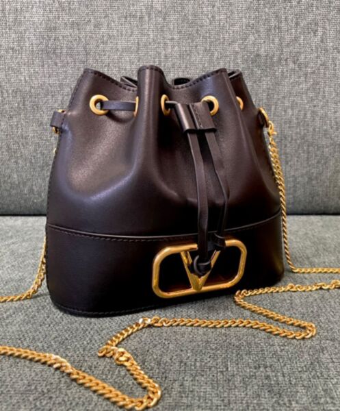 Valentino Mini Bucket Bag In Nappa With Vlogo Signature Chain 