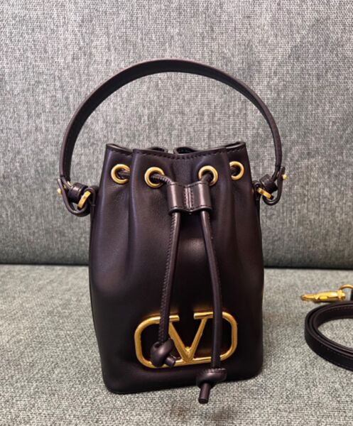 Valentino Mini Vlogo Signature Bucket Bag In Nappa Leather 