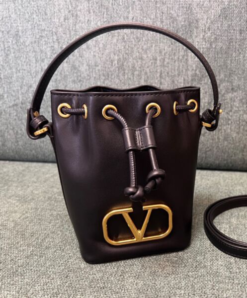 Valentino Mini Vlogo Signature Bucket Bag In Nappa Leather 