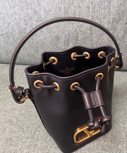 Valentino Mini Vlogo Signature Bucket Bag In Nappa Leather 