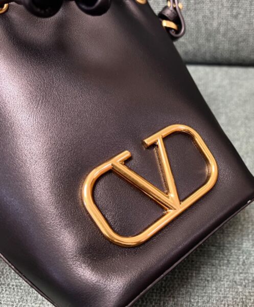 Valentino Mini Vlogo Signature Bucket Bag In Nappa Leather 