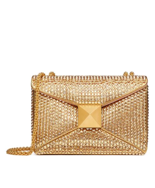 Valentino One Stud Embroidered Bag With Chain