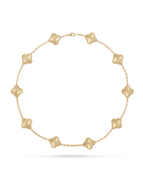 Van Cleef & Arpels Women's Vintage Alhambra Necklace, 10 Motifs Golden