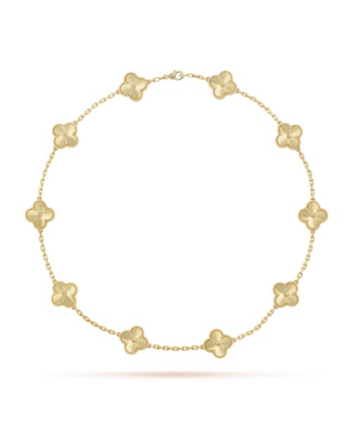 Van Cleef & Arpels Women's Vintage Alhambra Necklace, 10 Motifs Golden