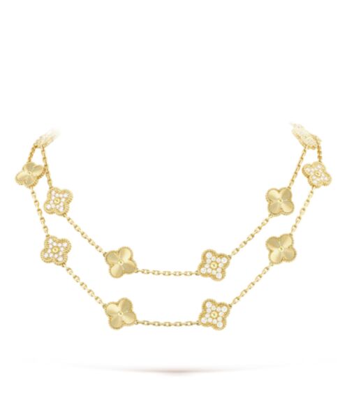 Van Cleef & Arpels Women's Vintage Alhambra Long Necklace, 20 Motifs Golden