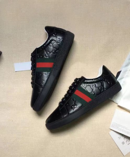 Gucci Ace Leather Low-top Sneaker 387993 Black