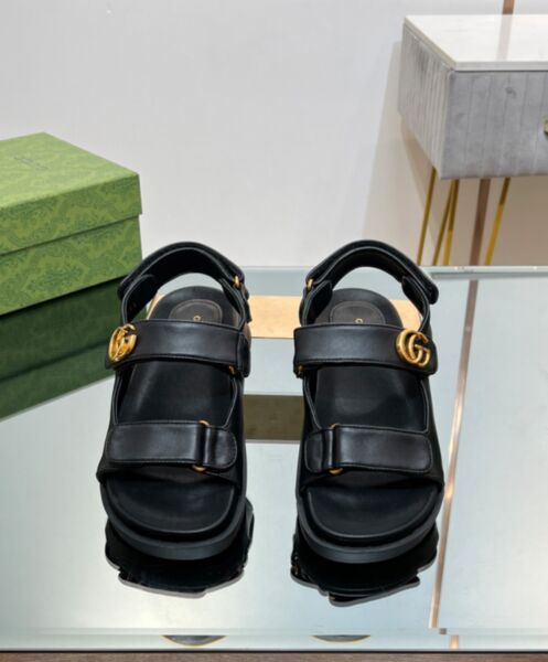 Gucci Women's Double G Sandal 771578 Black 2