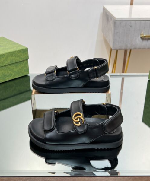 Gucci Women's Double G Sandal 771578 Black 7