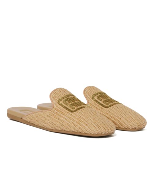 Miumiu Women's Raffia-effect Woven Fabric Slippers Cream