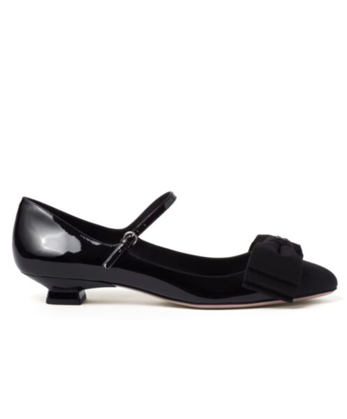 Miumiu Women's Patent Leather And Grosgrain Pumps Black