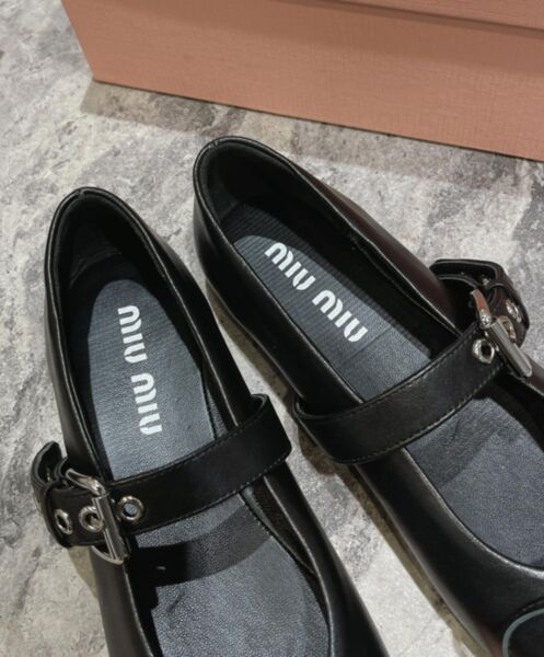 Miumiu Women's Leather Ballerinas Black 10