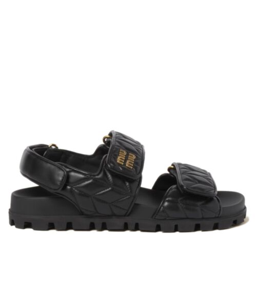 Miumiu Women's Sporty Matelasse Nappa Leather Sandals 