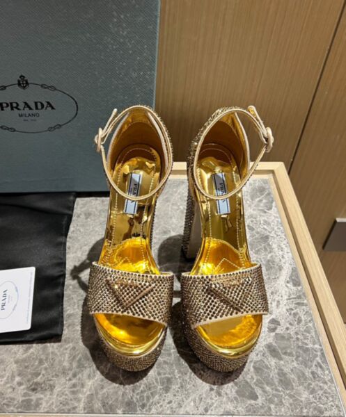 Prada Women's Satin Platform Sandals With Crystals 1XP53B 2