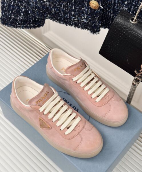 Prada Women's Suede Sneakers 1E413N Pink 4