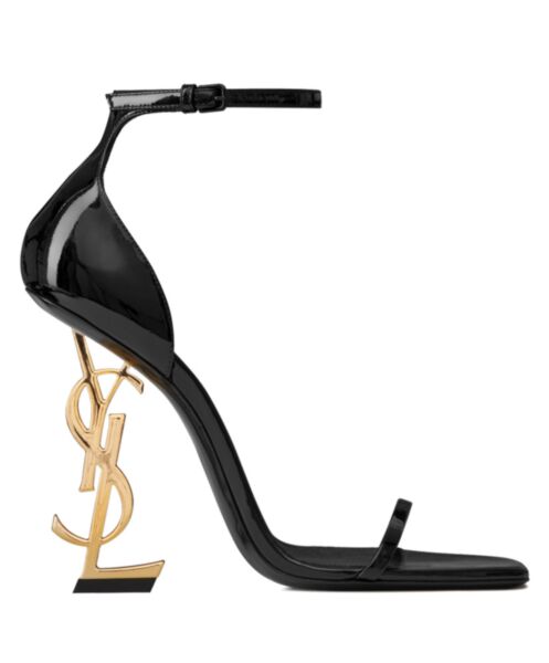 Saint Laurent Women's Opyum Sandals In Patent Leather Black