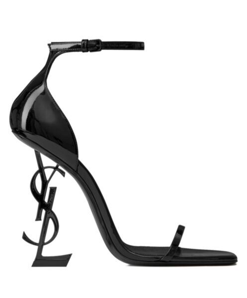 Saint Laurent Women's Opyum Sandals In Patent Leather Black