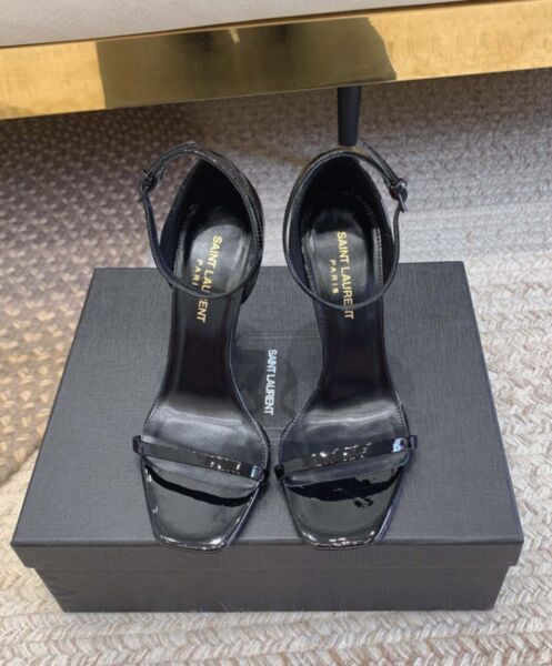 Saint Laurent Women's Opyum Sandals In Patent Leather Black 2