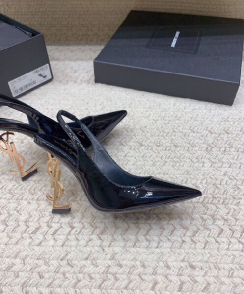 Saint Laurent Women's Opyum Slingback Pumps In Patent Leather Black 6