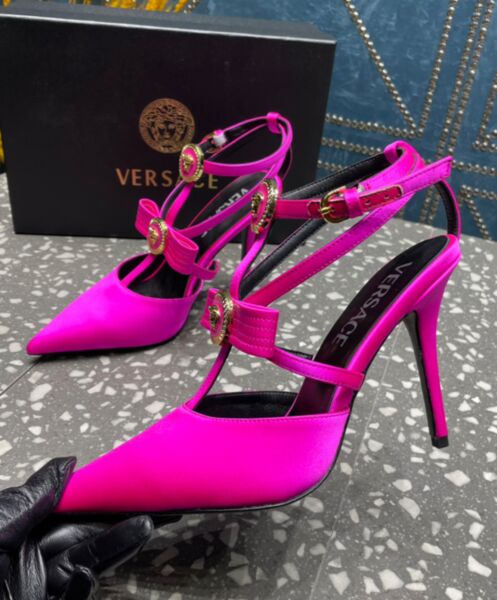 Versace Women's Gianni Ribbon Cage Satin Pumps  6