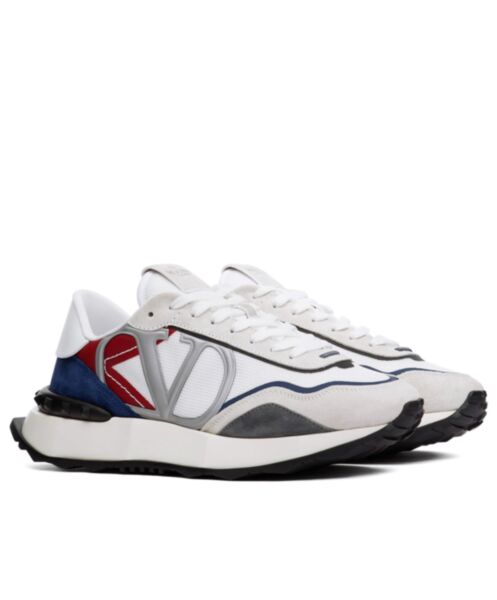 Valentino Unisex Netrunner Fabric And Suede Sneaker Cream