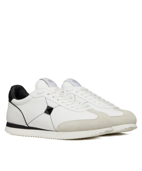 Valentino Unisex Stud Around Low-Top Calfskin And Nappa Leather Trainer