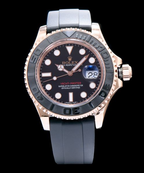 Rolex Yacht Master Automatic Watch with Plastic Bracelet Black