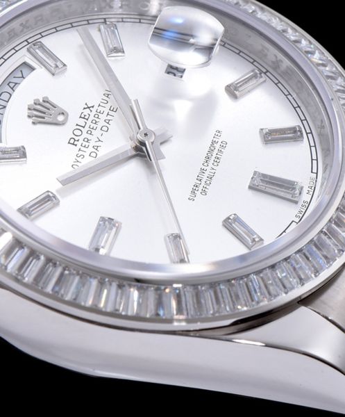 Rolex Men s Stainless Steel Watch With Diamond White