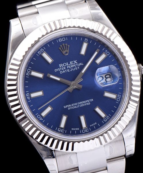 Rolex Datejust Watches with luminous hour markers Blue