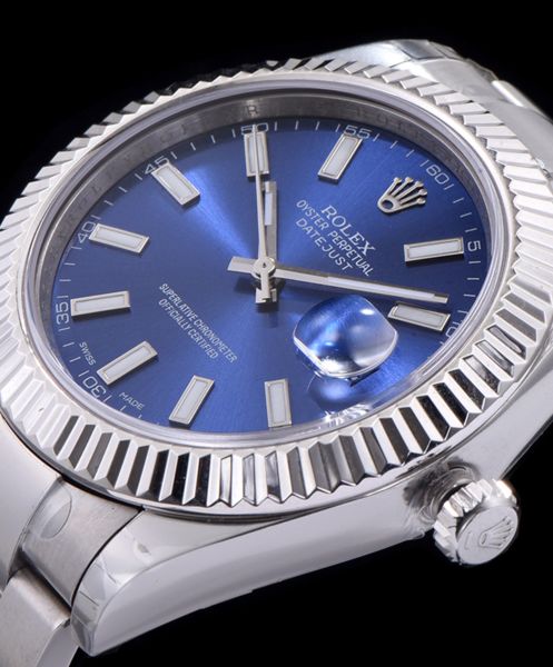 Rolex Datejust Watches with luminous hour markers Blue